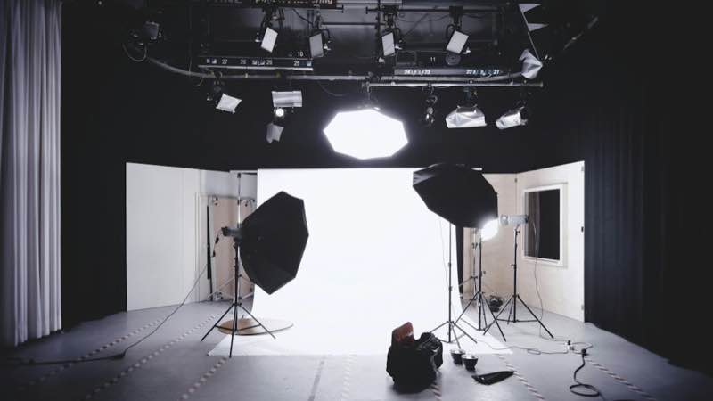 A lit studio set